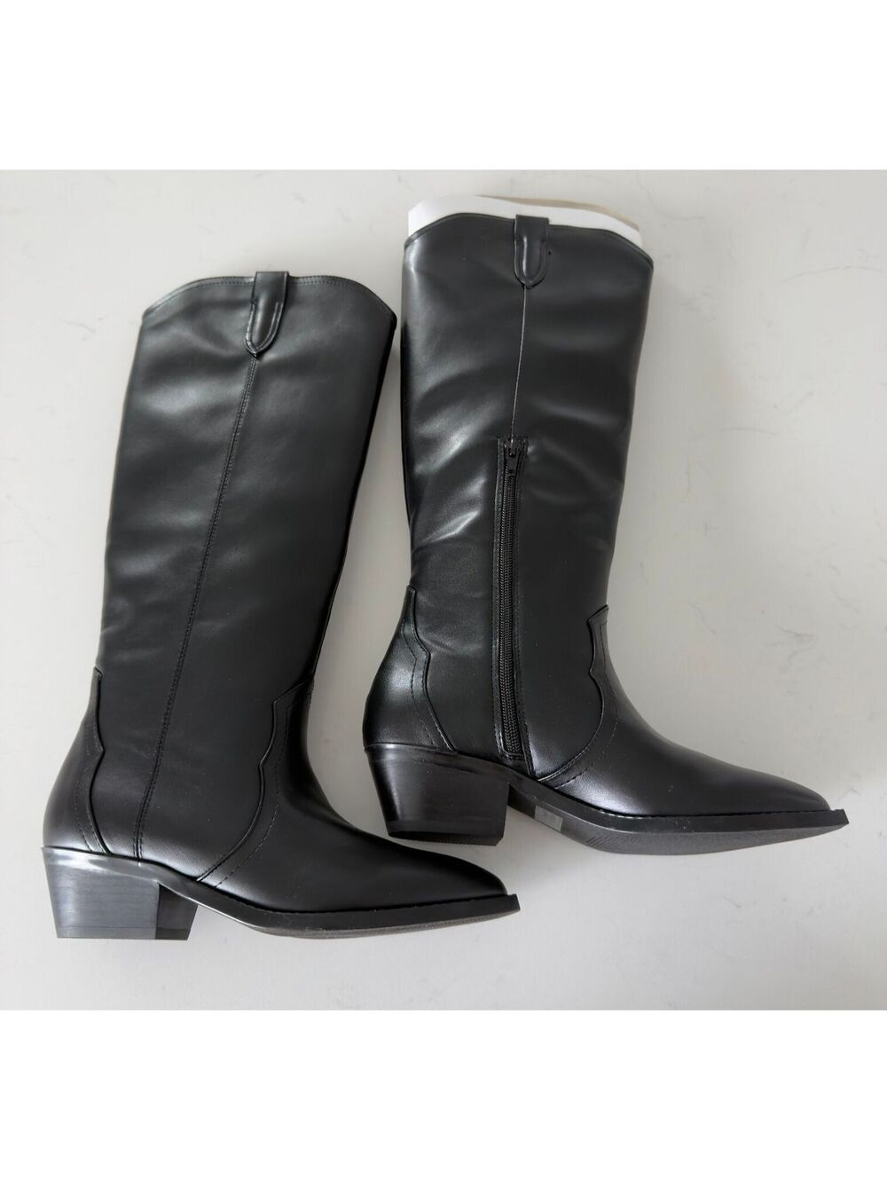 DV Dolce Vita Black Kit Knee-High Wide Calf Cowboy Boots